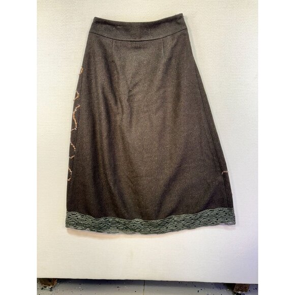 Vintage Baimijier Embroidered A-Line Skirt Size 7 Lace Hem Swirl Whimsical Goth - Picture 7 of 7
